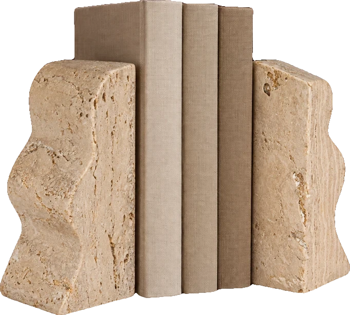 Travertine wave bookends