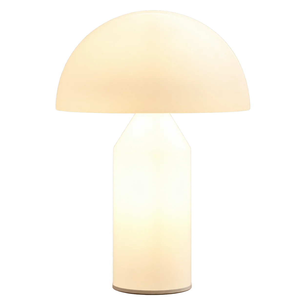 Isolated white glass Venus lamp with a dome shade and cylindrical base