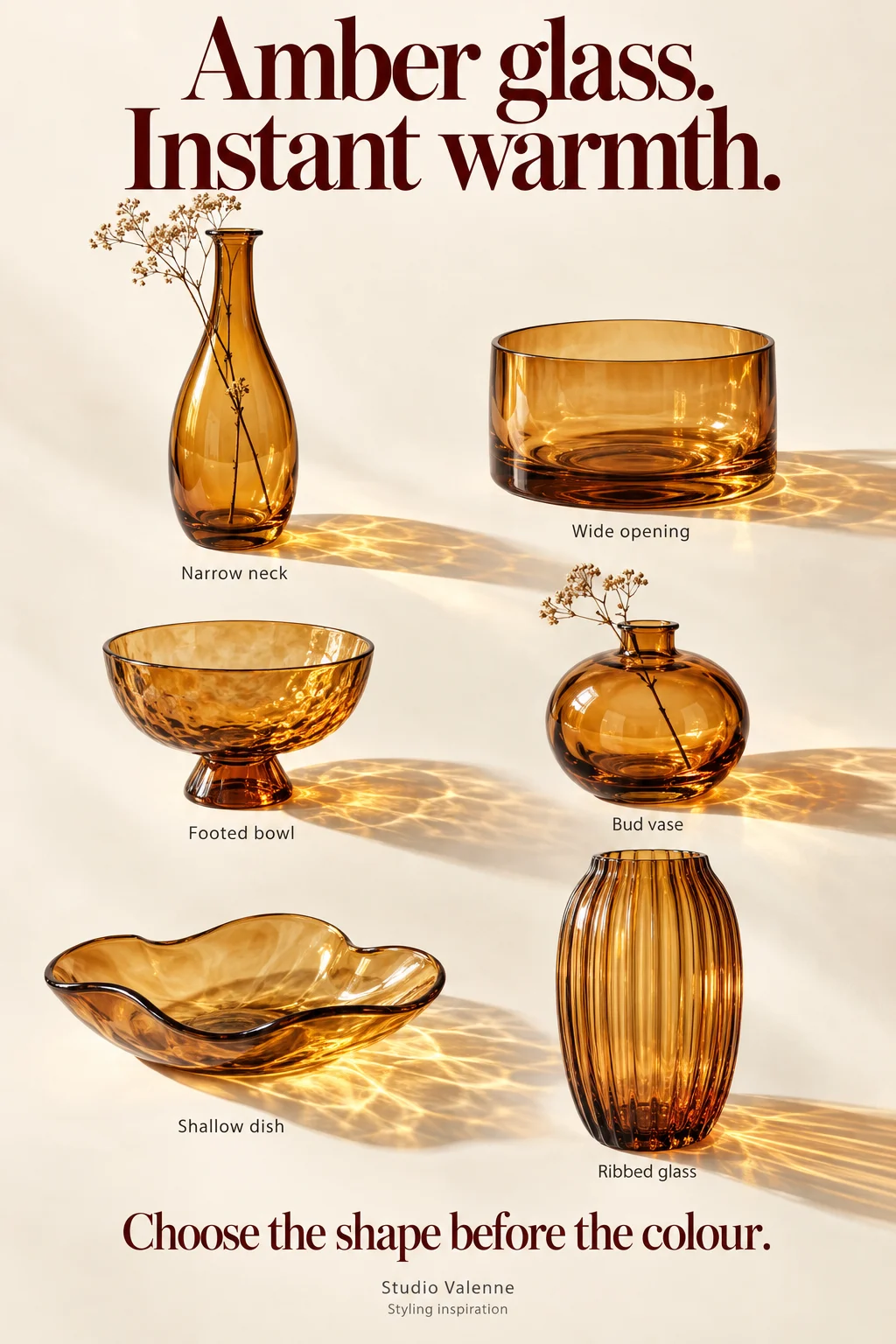Amber glass: choose the shape before the colour